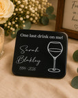 Personalised memorial coasters with cork backing for funeral keepsakes