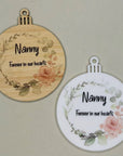 Personalised floral memorial Christmas ornament with name