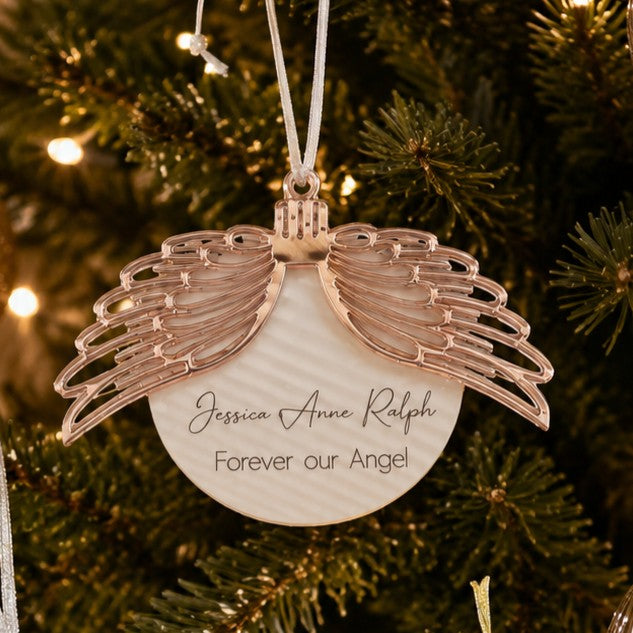 personalised memorial ornament with wings