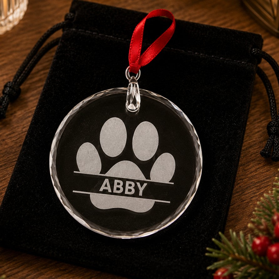 paw print crydtal pet ornament