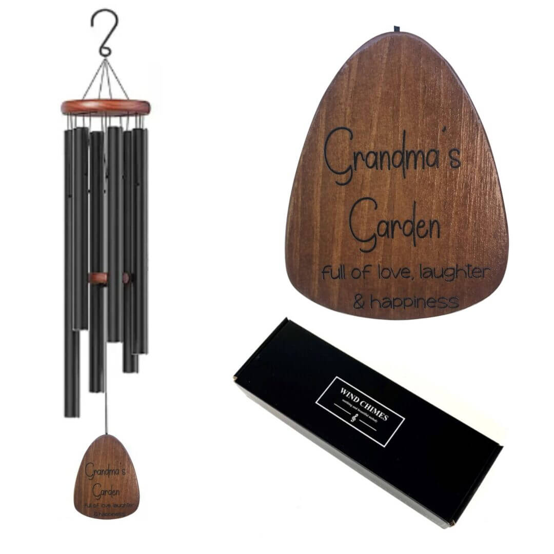 Custom wind chimes for garden with UV printed personalised text