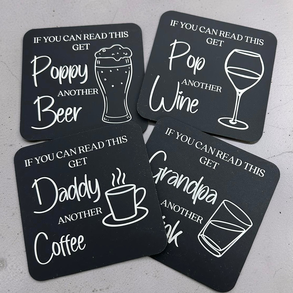 Personalised engraved coasters