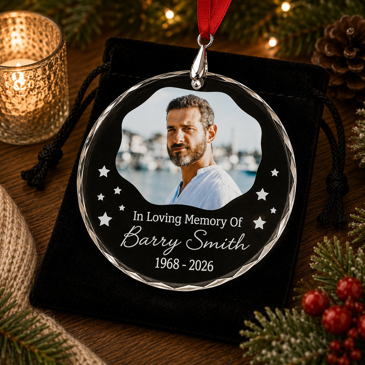 personalised memorial ornament with photo