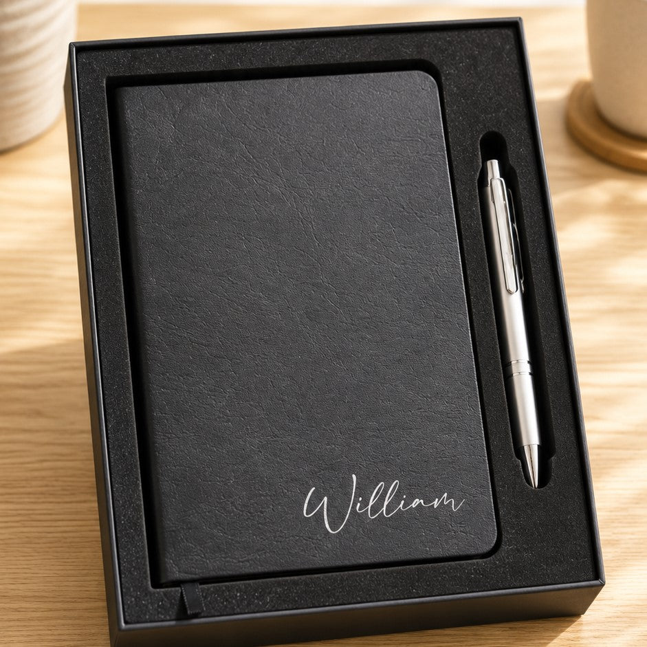 personalised notebook and pen set