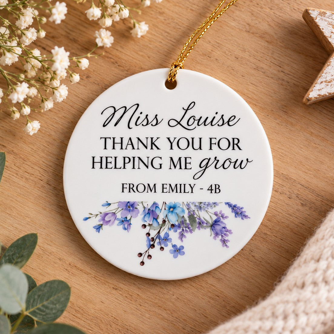 personalised teacher gift ornament