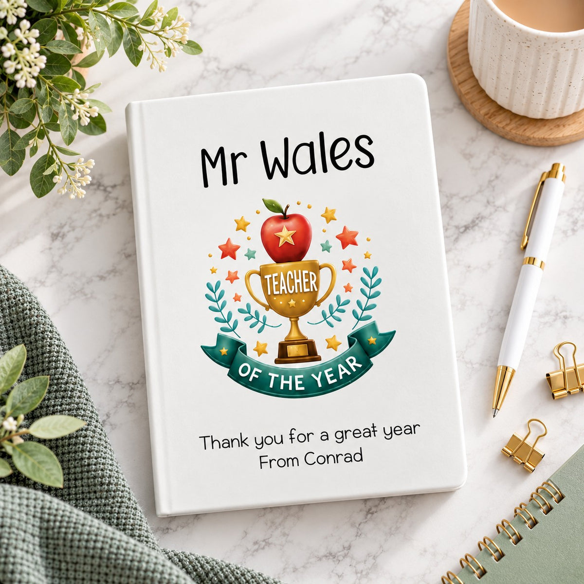 personalised teacher gift notebook