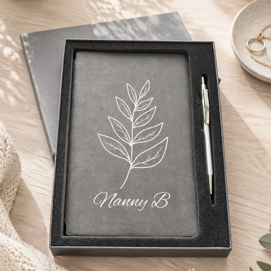 customised book and pen gift set