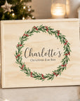 A personalized wooden Christmas Eve box 