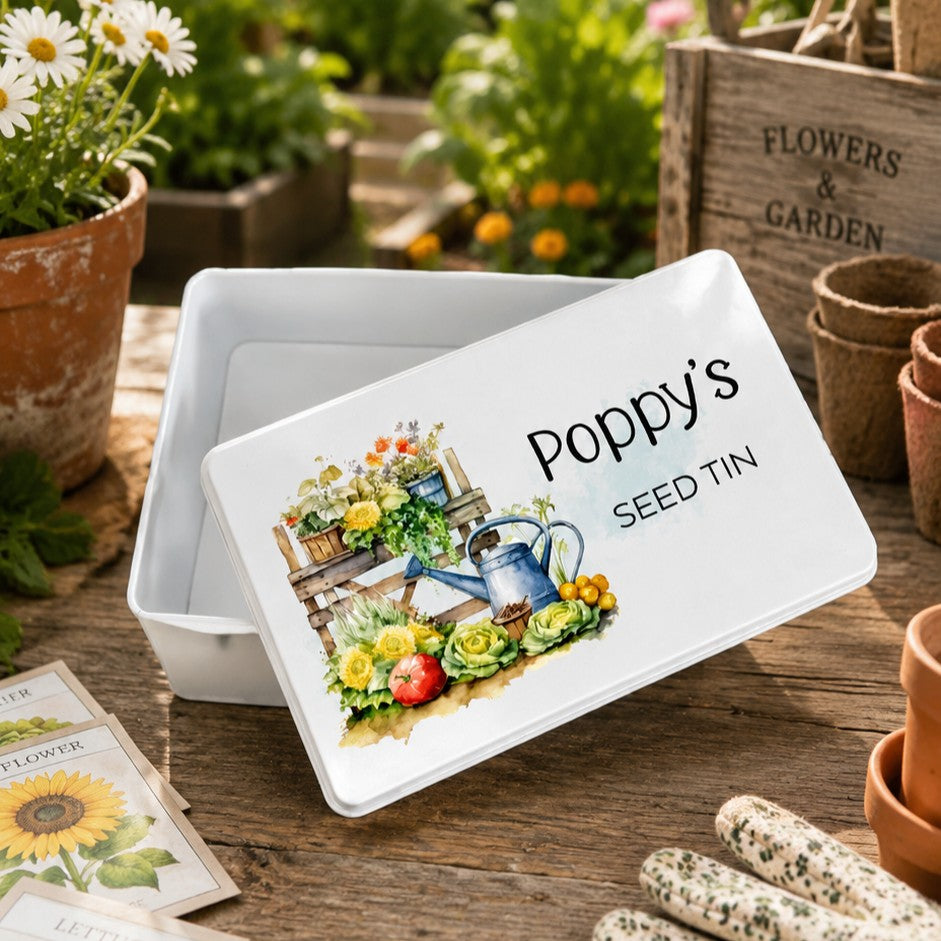 personalised tin for gardener