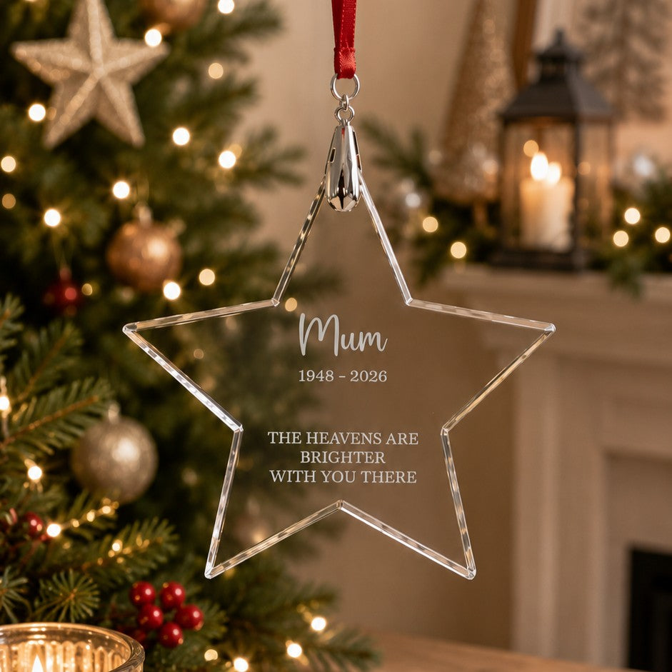 The Heavens Are Brighter With You There crystal memorial ornament