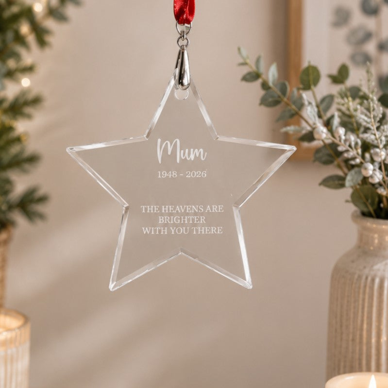 80mm personalised crystal remembrance star Christmas decoration