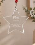 80mm personalised crystal remembrance star Christmas decoration