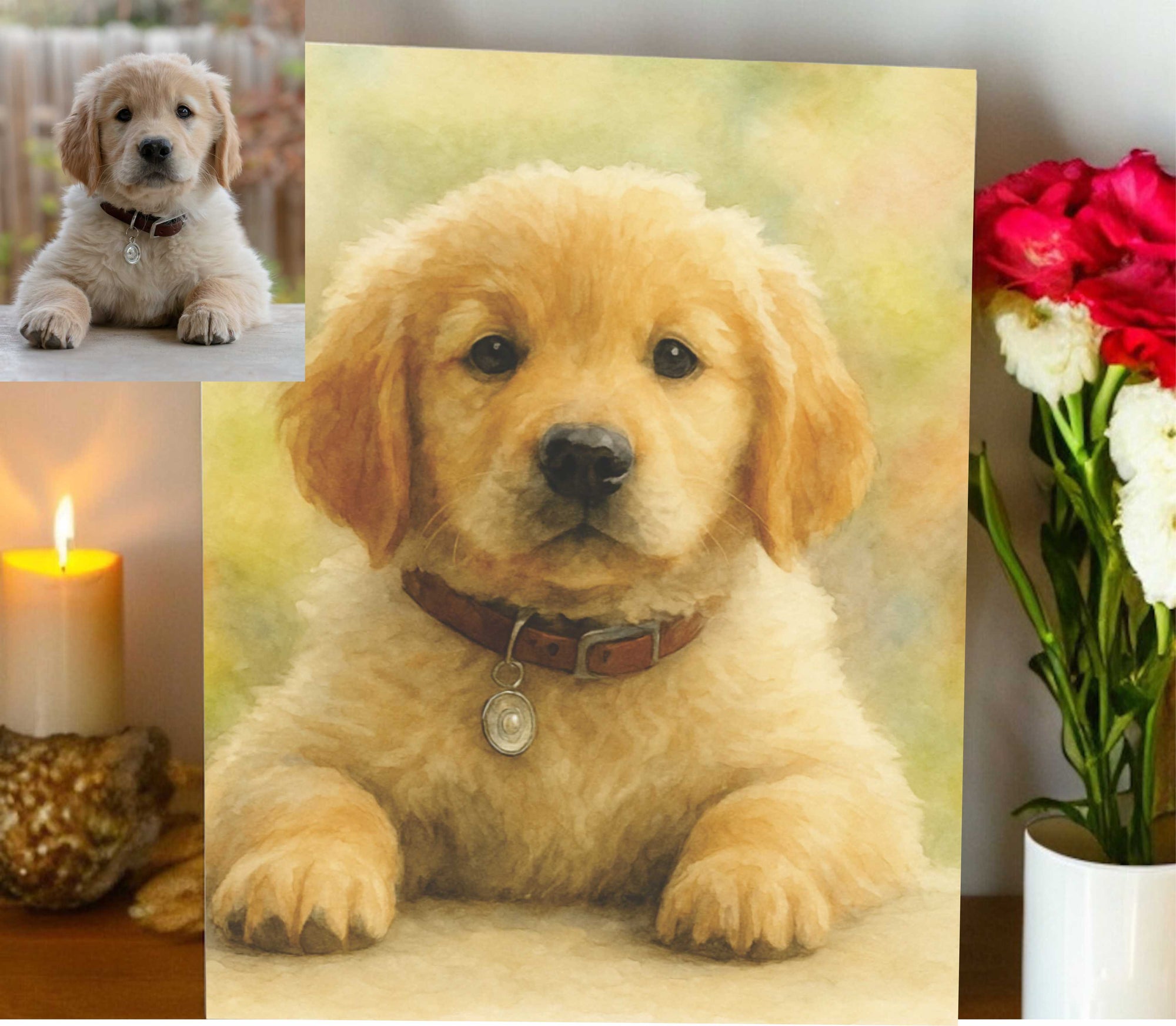 pet portrait from photo 4 art styles