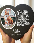 personalised slate heart pet memorial with photo and saying