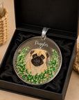 custom pet keepsake ornament with floral wreath design