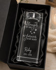 Personalised crystal pet remembrance candle holder with luxury black gift box