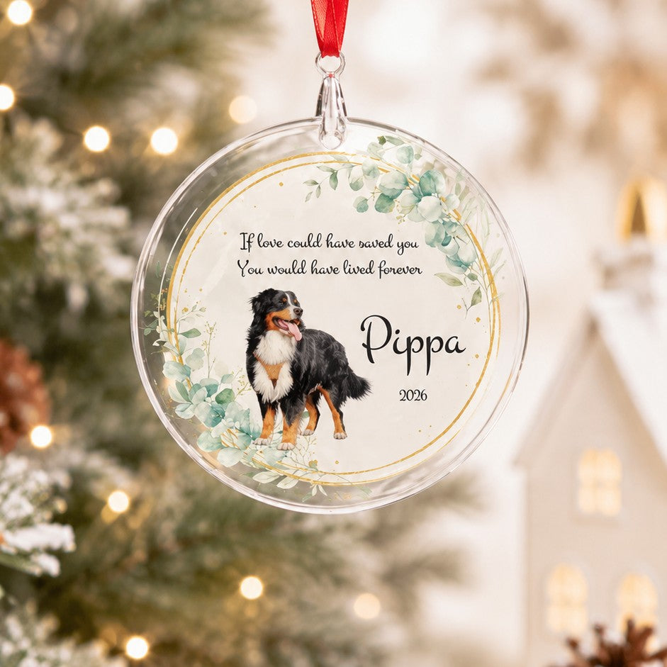 personalised crystal pet memorial ornament with name and message