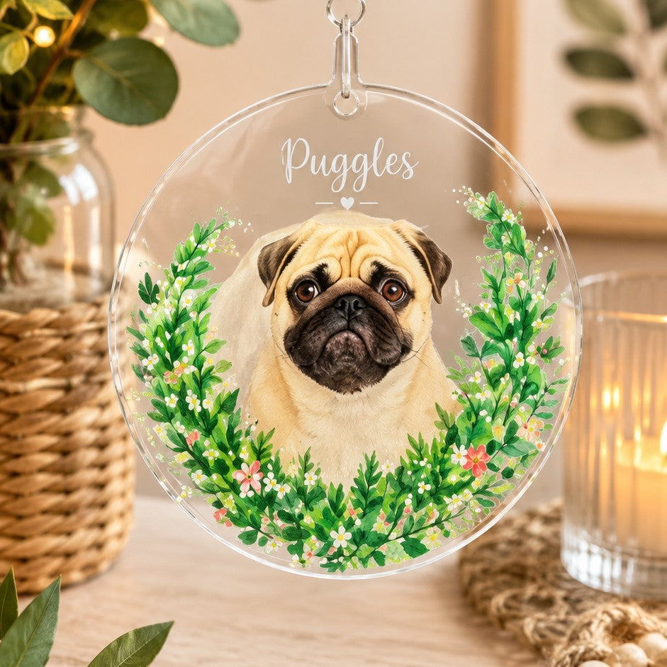 personalised crystal pet ornament with pet portrait and name