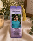 Funeral remembrance acrylic bookmarks with personalised photo and memorial poem
