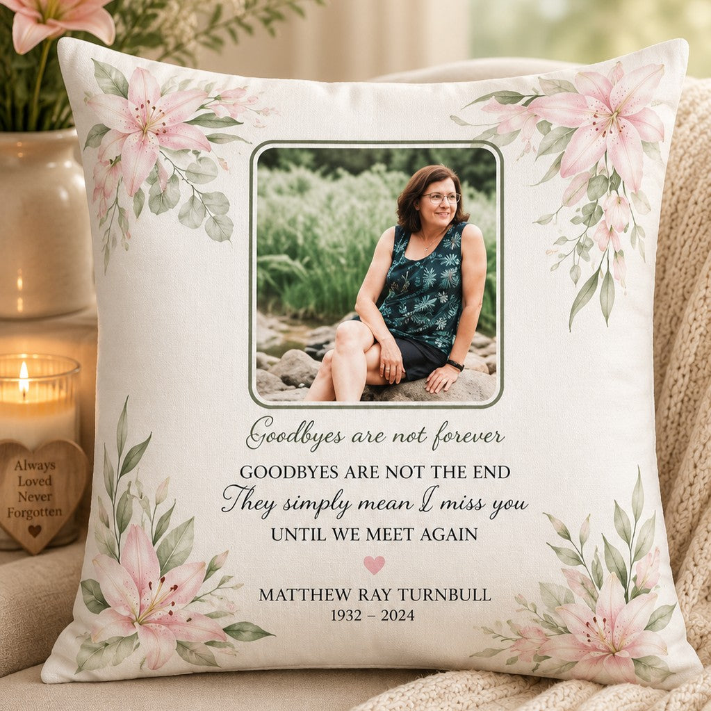 memorial pillow with floral design
