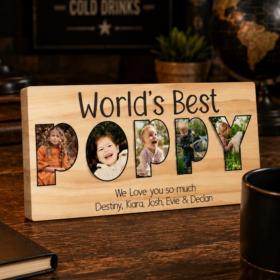 Poppy photo block for fathers day