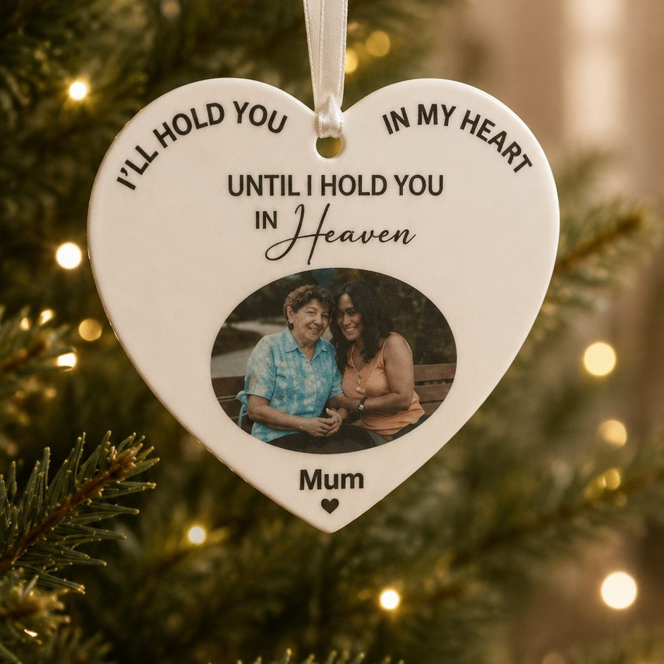 memorial ornament with photo and name