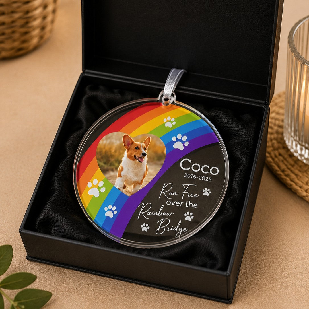 Personalised Rainbow Bridge crystal ornament
