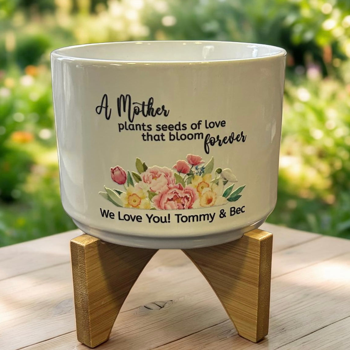 personalised planter for Mum with custom names