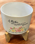 Personalised Mother’s Day ceramic planter pot with bamboo stand