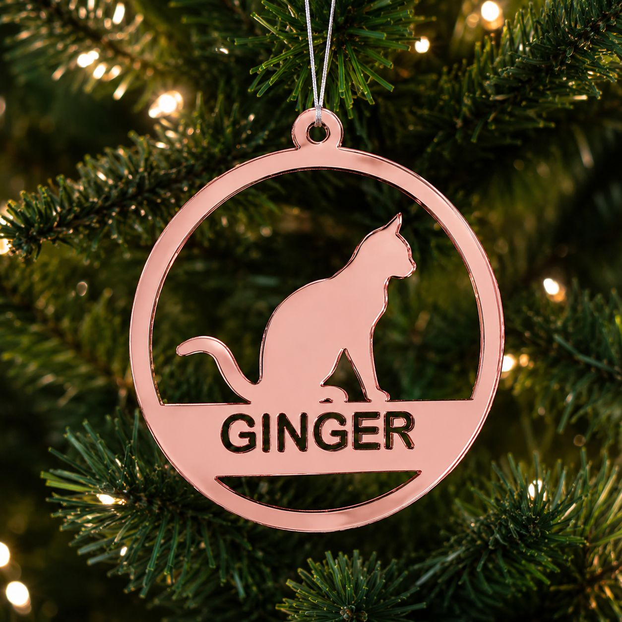 personalised mirror acrylic cat christmas ornament