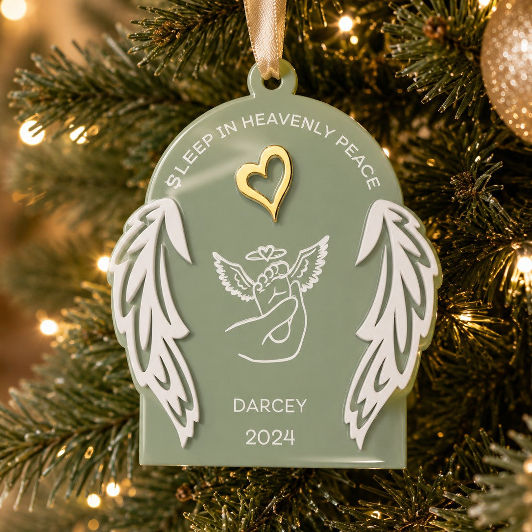 personalised Sleep in Heavenly Peace baby memorial ornament