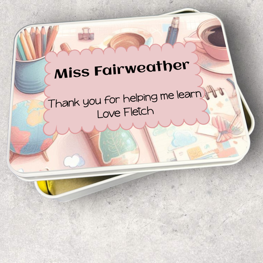 personalised teacher gift, teacher tin
