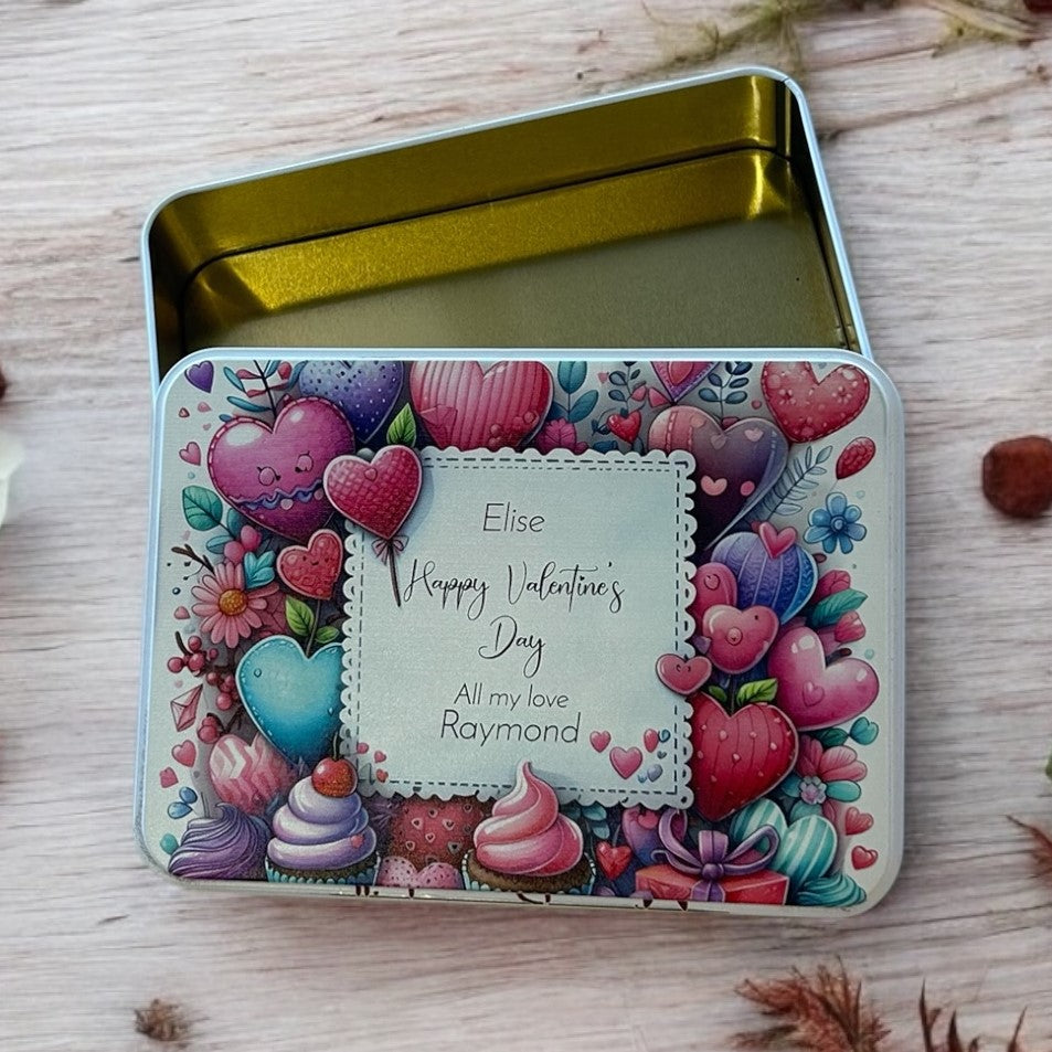 valentines day tin, personalised valentines gift