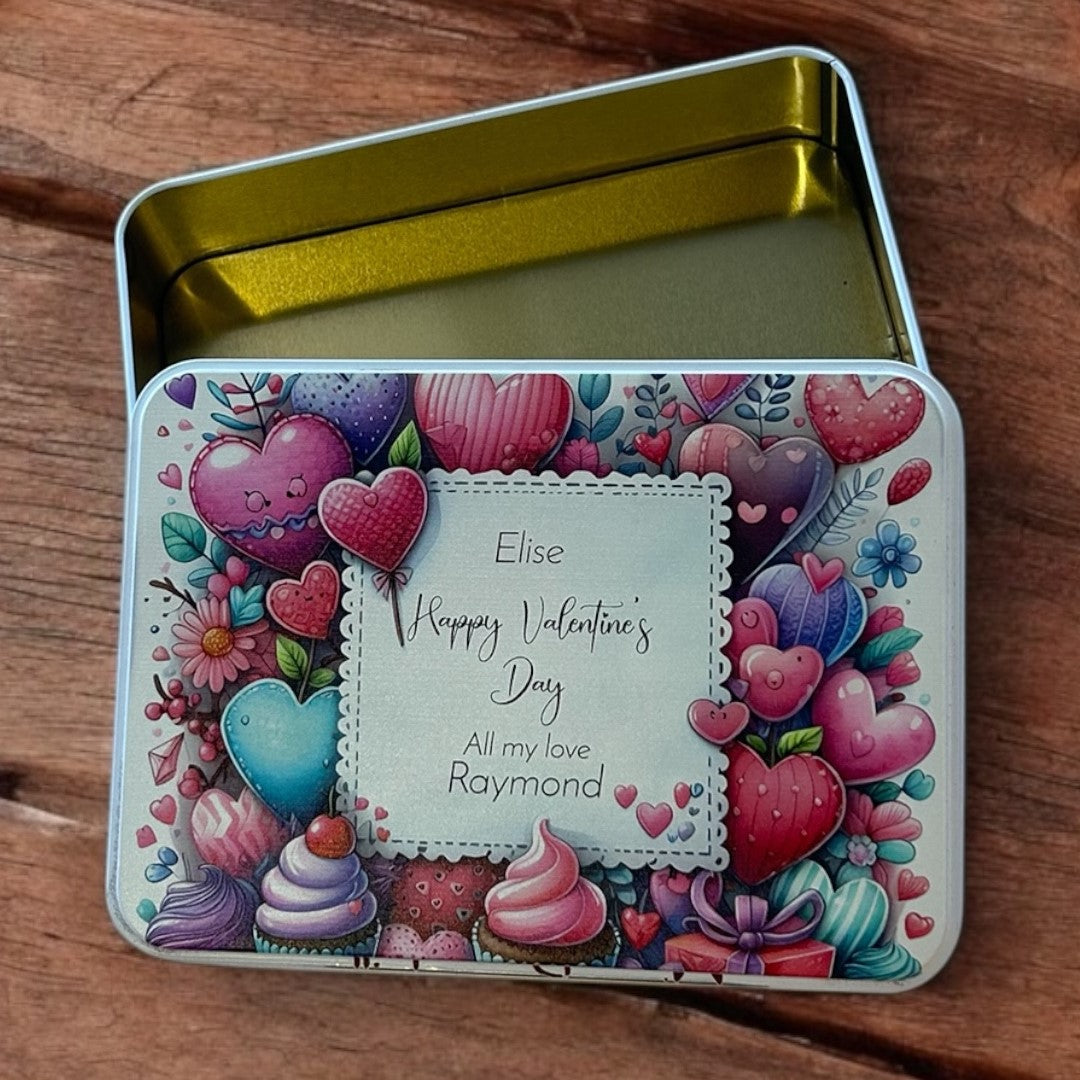 valentines day tin, personalised valentines gift