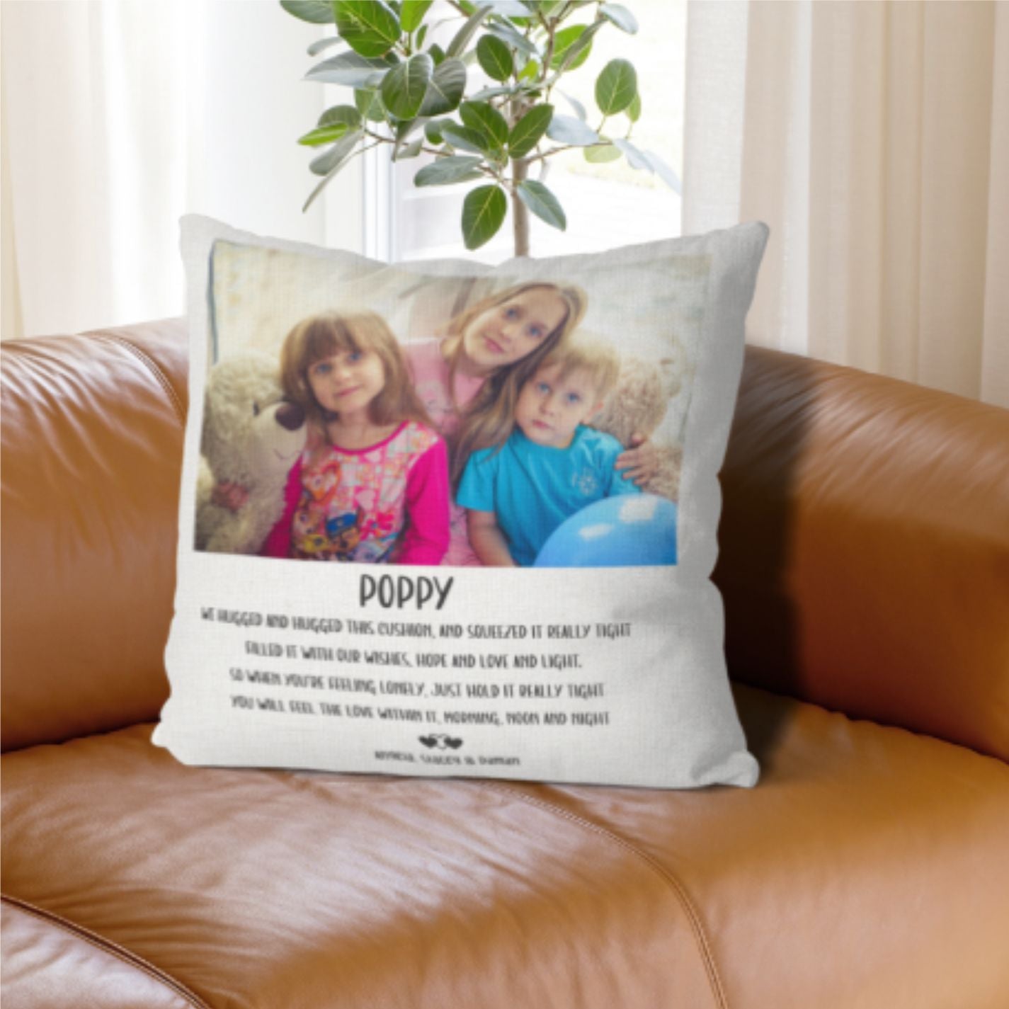 fathers-day-cushion Personalised hug cushion with photo and heartfelt poem