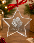 laser engraved crystal star ornament with personalised family photo