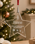 Paw prints on our heart crystal Christmas ornament for pets