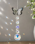 Butterfly window suncatcher gift with sparkling crystal pendant and inspirational verse