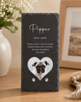 Personalised 10 × 20cm pet memorial slate for dogs, cats and beloved pets with photo