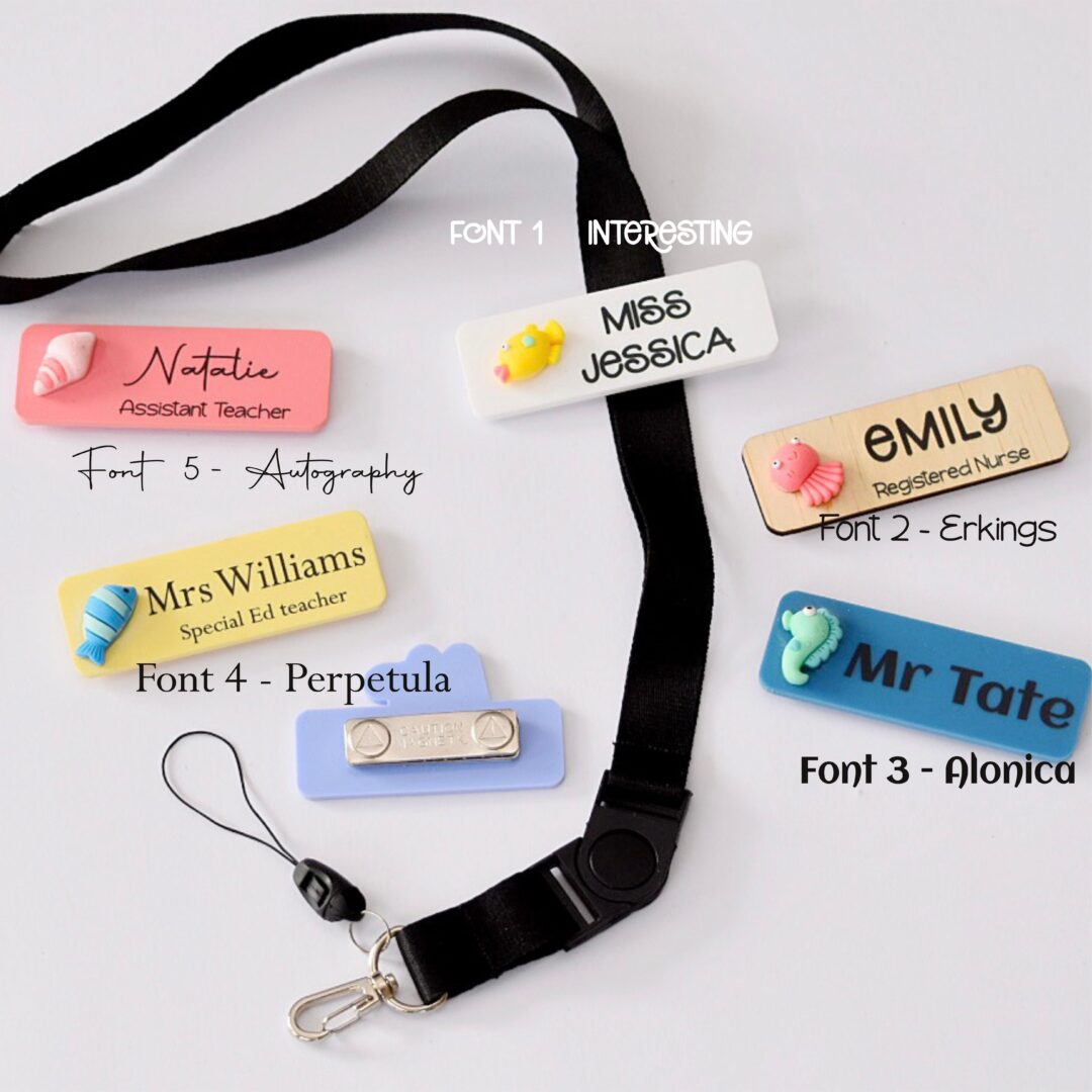 personalised teacher gift, teacher name badge