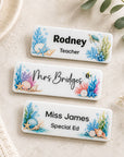 Personalised ocean teacher name badge 85 × 30mm with magnetic back