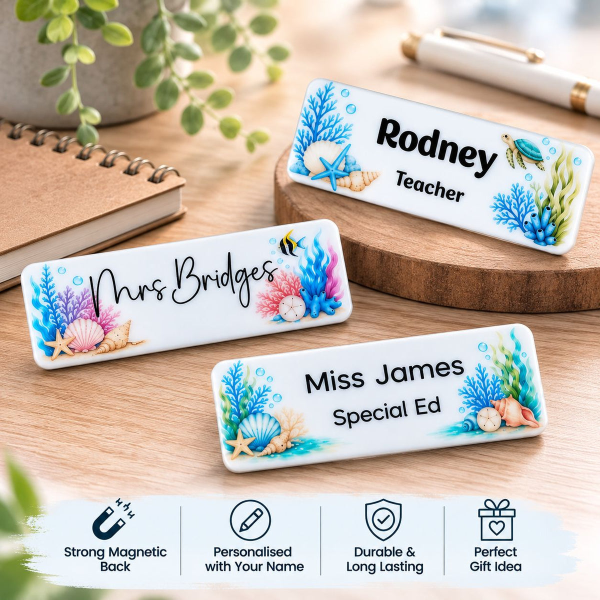 Under the sea personalised name badge for teachers and early childhood educators