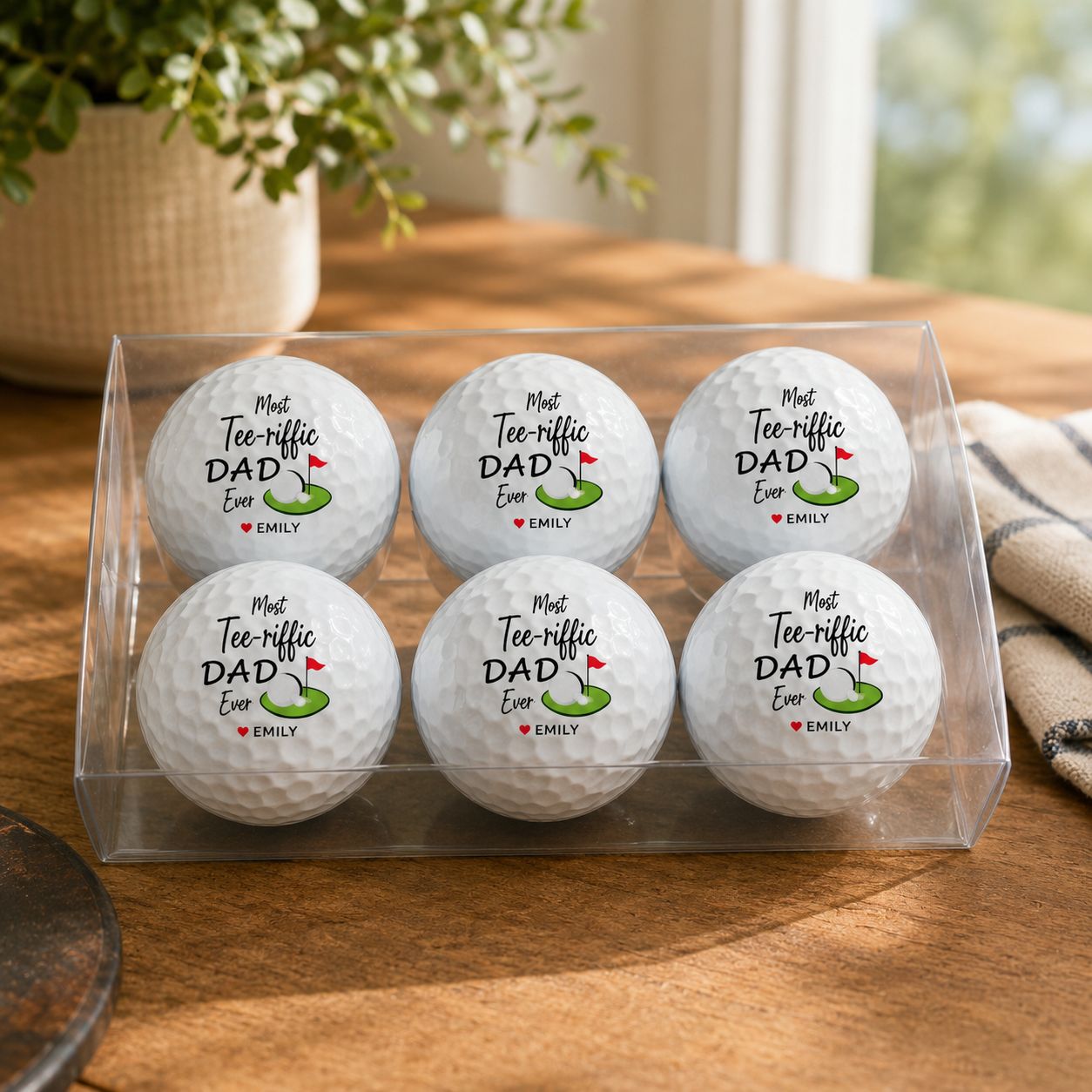 Six personalised golf balls