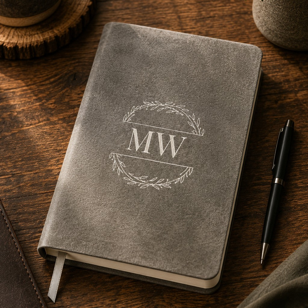 vegan leather personalised notebook