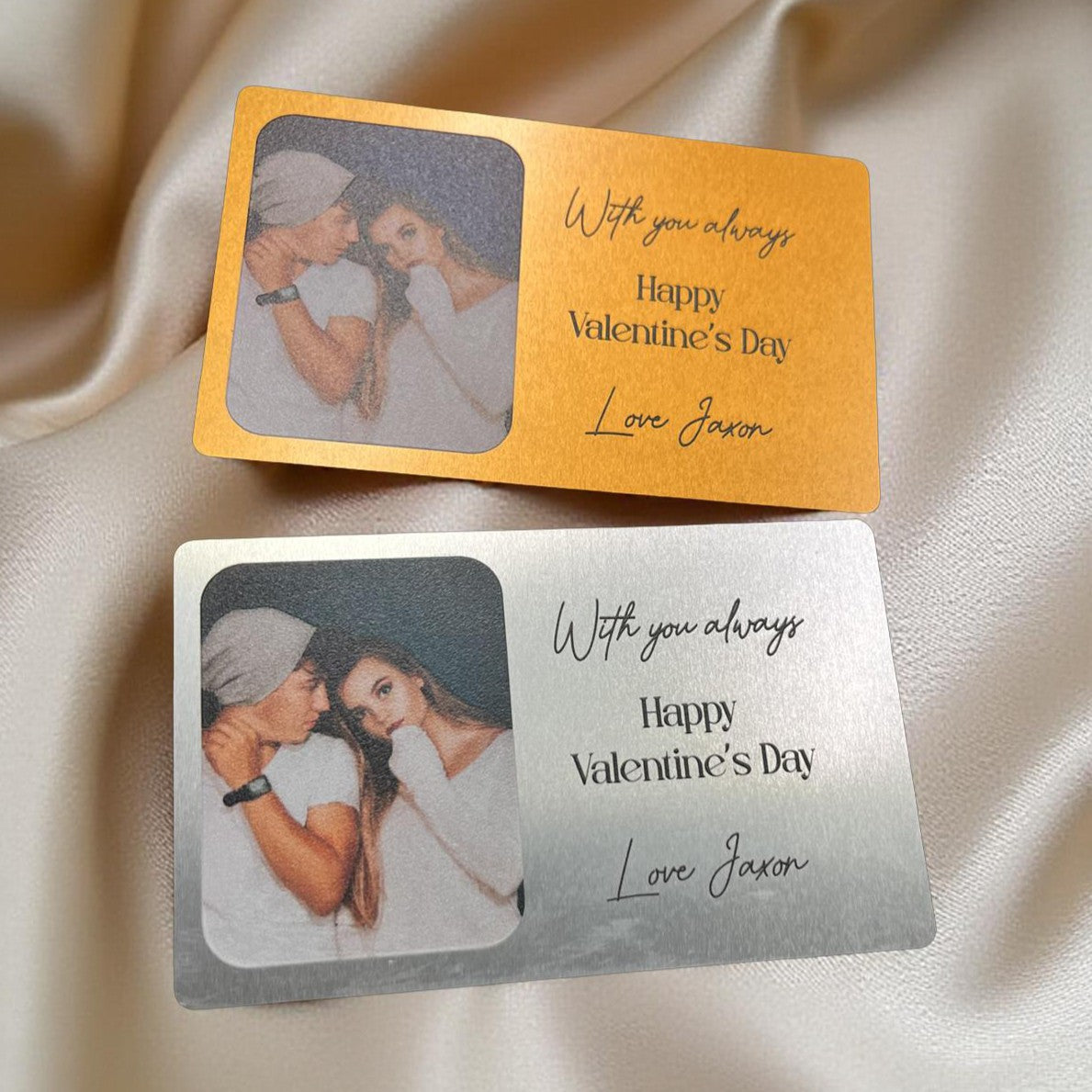 Slim metal wallet card keepsake gift for partner