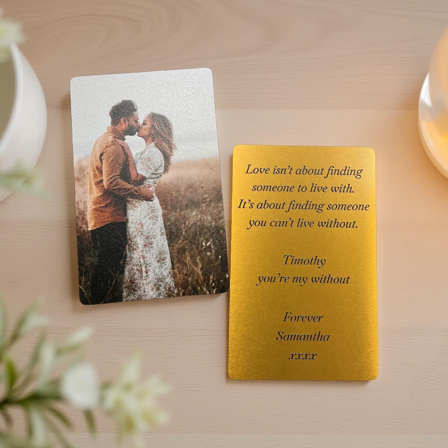 Custom photo and message wallet keepsake