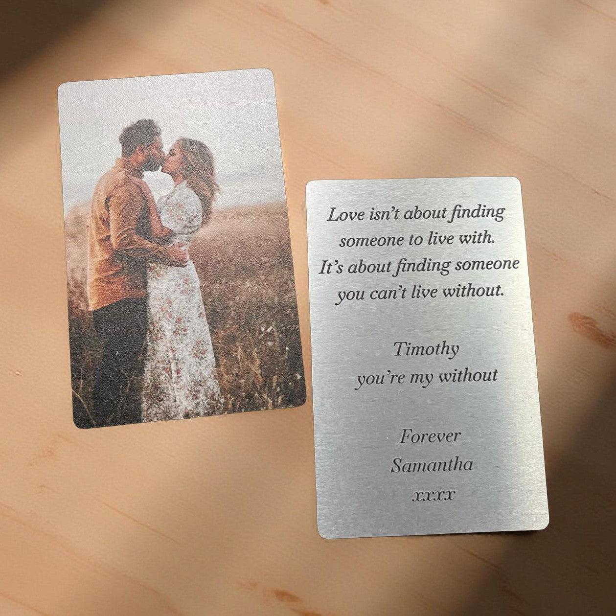 Romantic personalised wallet card gift