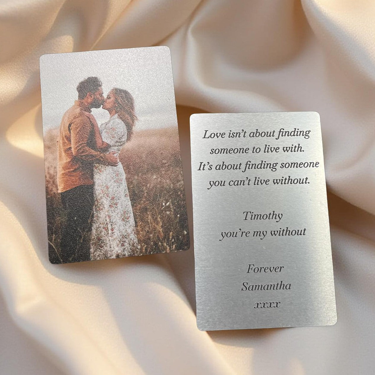 Personalised double sided metal wallet card