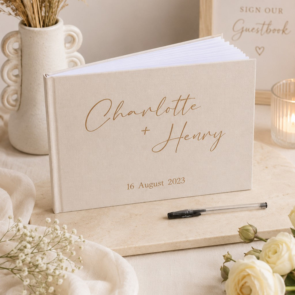 linen guest book