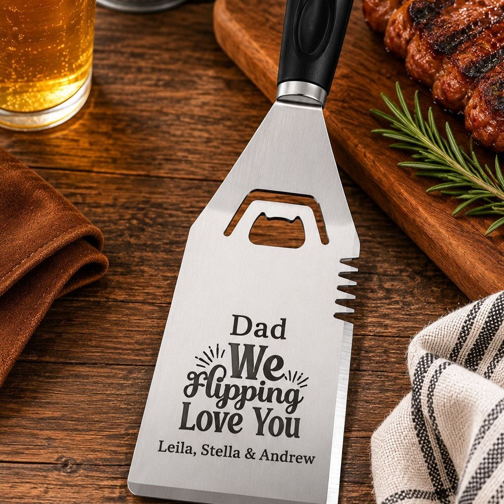 stainless steel engraved barbecue spatula gift